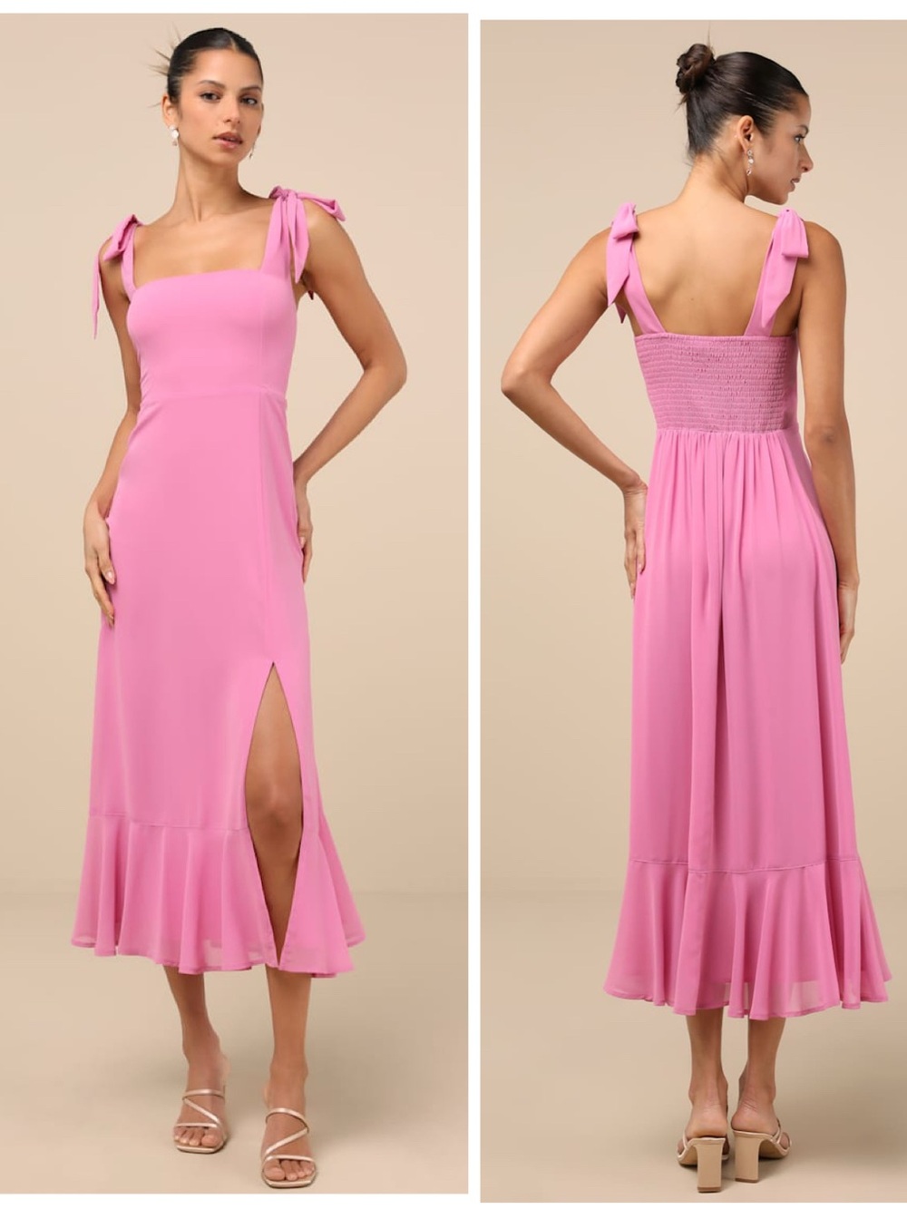 Lulus Summer Invite Pink Tie-Strap Tiered Midi Dress Size XL Sleeveless Cocktail